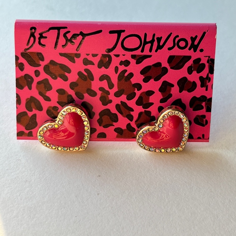 Betsey Johnson Pink Heart Earrings